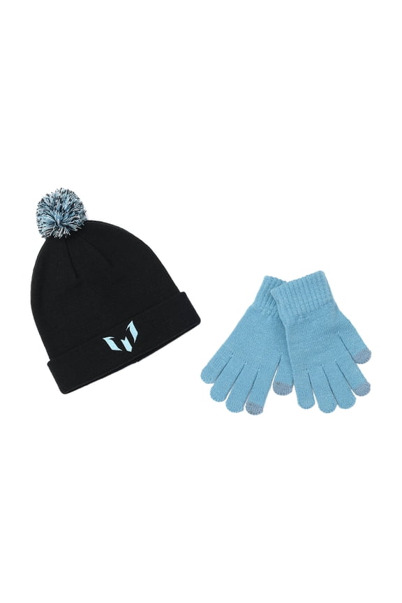 Boy's Cuff Beanie Hat and Gloves Set, 2-Piece, One Size Fits Most in the Age Group 4-10