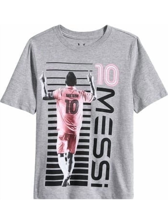Messi Boys Lifestyle Short Sleeve T-Shirt, Grey, Size 4
