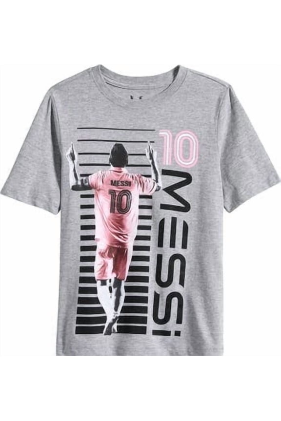 Messi Boys Lifestyle Short Sleeve T-Shirt, Grey, Size 6