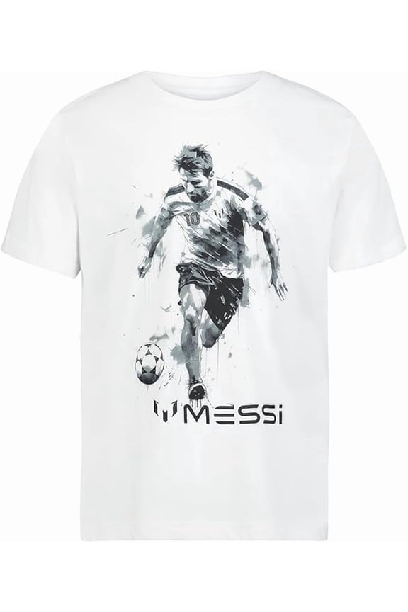 Messi Boys Lifestyle Short Sleeve T-Shirt, White, Boys Size 4