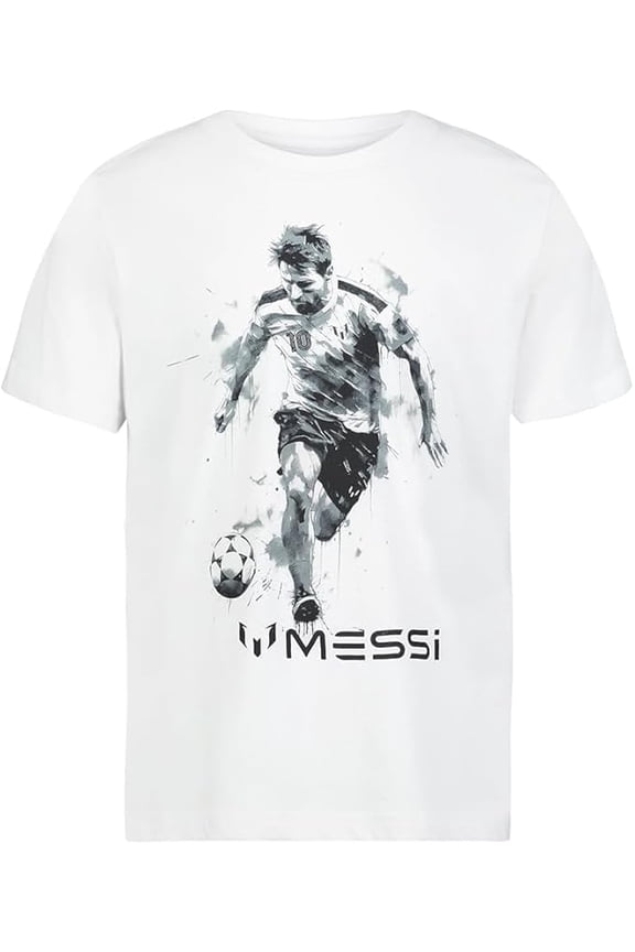 Messi Boys Lifestyle Short Sleeve T-Shirt, White, Boys Size 7