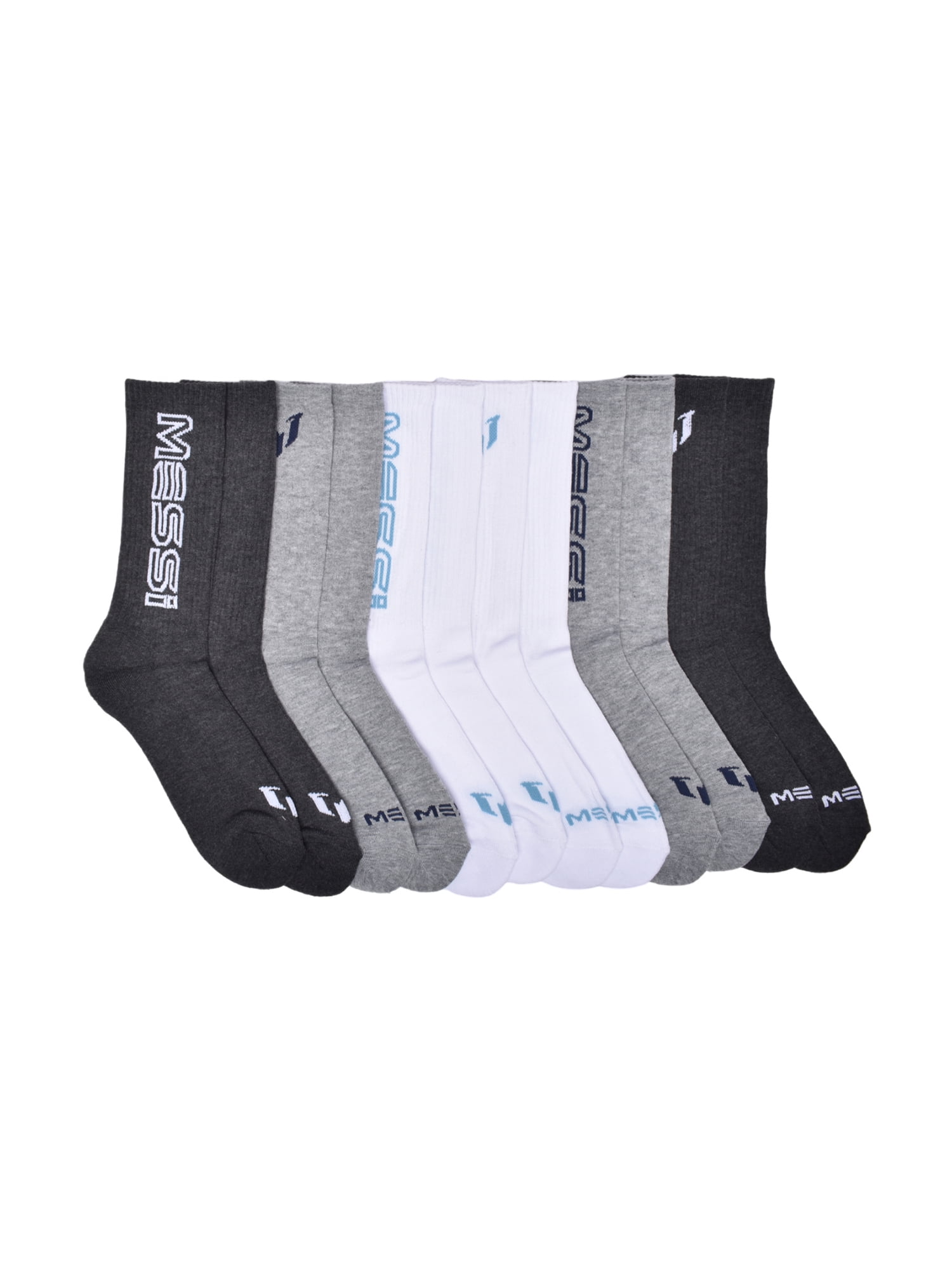 Messi Men's 6-Pack Crew Socks, Sock Size 10-13
