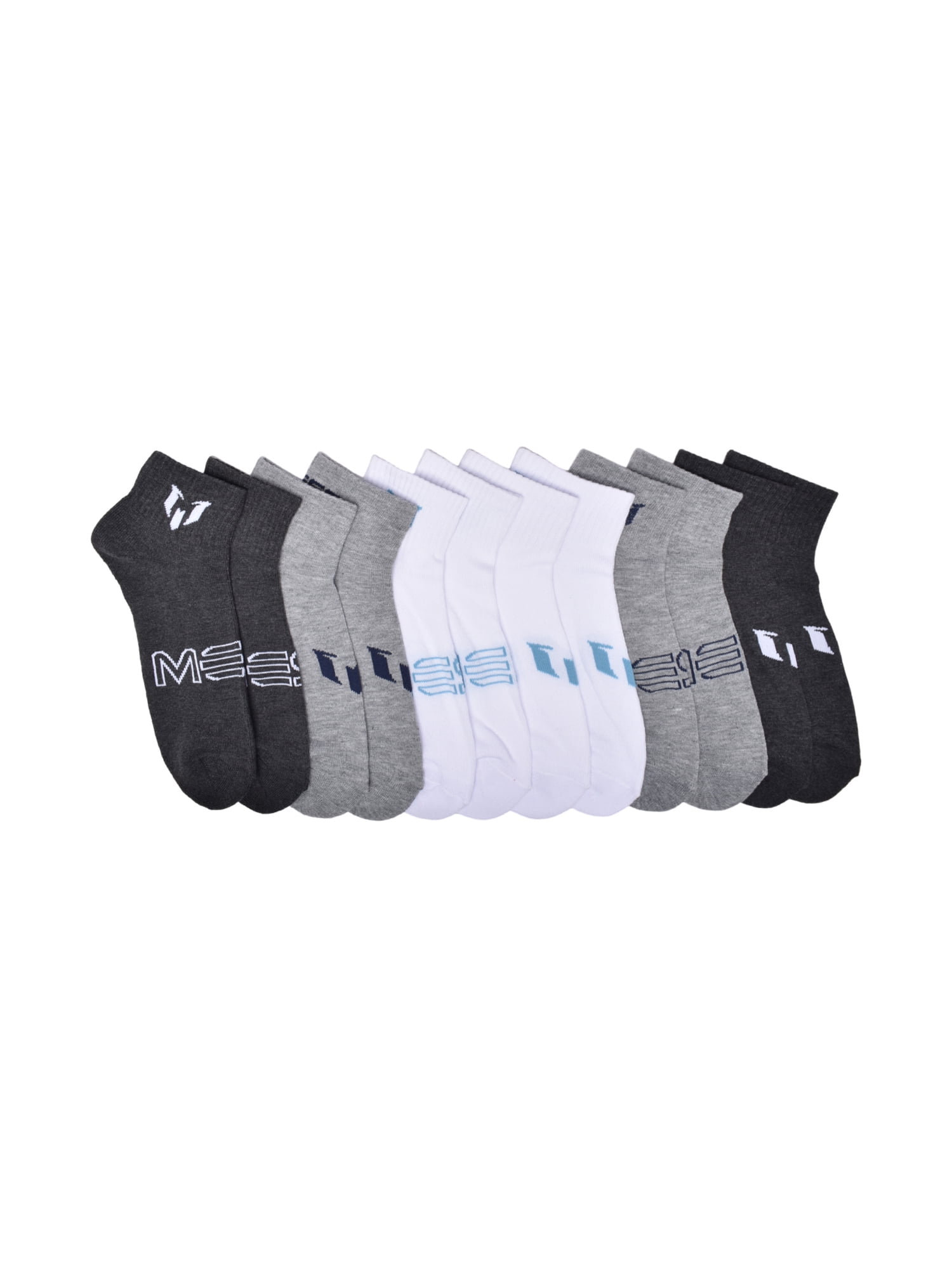 Messi Men's 6-Pack Quarter Socks, Sock Size 10-13
