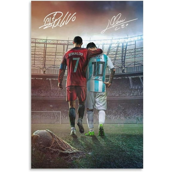 Messi Ronaldo Poster 1 Canvas Poster Unframed: 12x18 inches (30x45 cm)