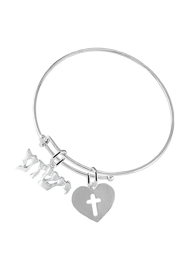 Messianic Jewelry,  Yeshua (Jesus in Hebrew) Named By An Angel Of God, With A Cross In Heart-Hypoallergenic, Adjustable Bracelet, Safe-Nickel, Cadmium, Lead Free