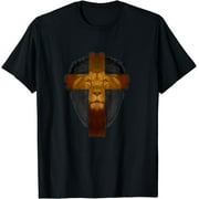 Messianic Lion Cross T-Shirt - Empowering Christian Symbol