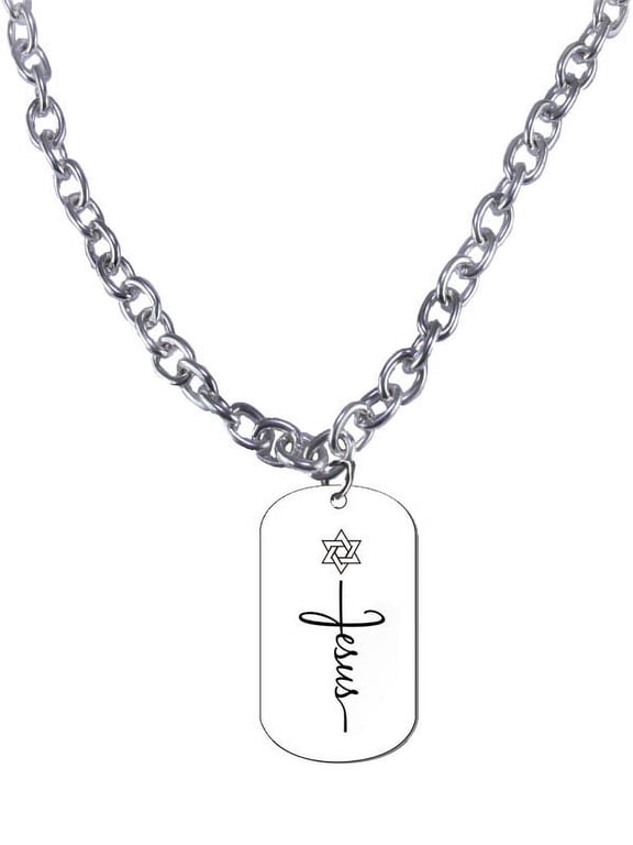 Messianic Men's Dog Tag With Star Of David Over Jesus, Large Toggle Chain, Hypoallergenic-Safe, No Nickel, Lead, or Cadmium In The Metal 2023