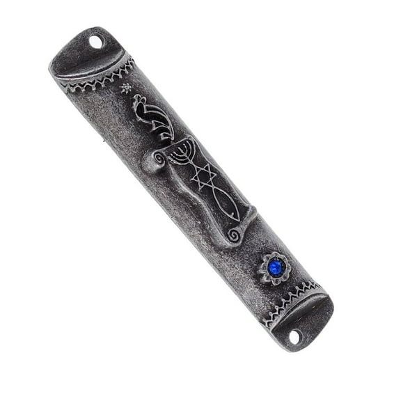 Messianic Seal Mezuzah, Silver Plated