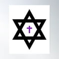 thumbnail image 1 of Messianic Star Of David With Cross Poster Wall Art, Modern Wall Decor For Living Room Bedroom, 24x36 UNFRAMED, 1 of 3