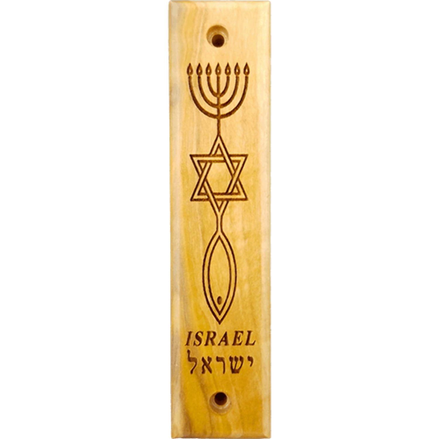 LOGOS TRADING POST Messianic Symbol, Israel Olive Wood Mezuzah