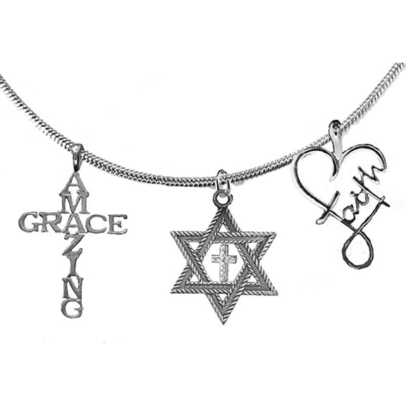 Messianic Yeshua Amazing Grace, Anitque Silver Star OF David, Genuine Austrian Cut Crystal Cross Necklace, Hypoallergenic - Safe, No Nickel, Lead, Or Cadmium In The Metal. 2023