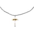 thumbnail image 1 of Messianic, Yeshua, Christain Anklet, Small Chain, Adjustable, With A Beautiful 14KT Goldtone Yeshua In Hebrew, On A Silvertone Cross. Small Cross 1 1/4 Inches High. A Great Gift For Friends Or Family., 1 of 2