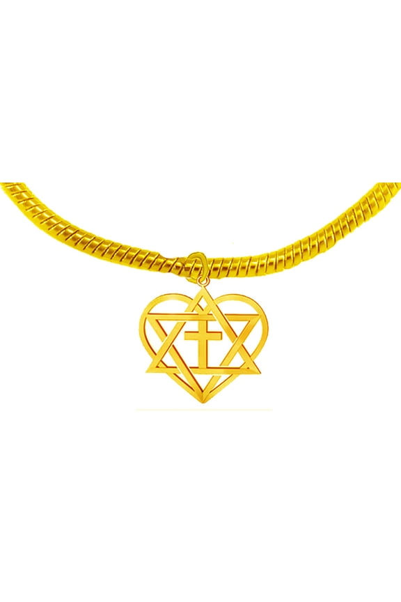 Messianic Yeshua Jewelry, Heart, Star,Cross, "Yeshua, Jesus In My Heart", Adjustable 14KT Goldtone Snake Chain Bracelet. What A Great Gift For Yourself, A Friend, Or Family Member. Hypoallergenic-Safe