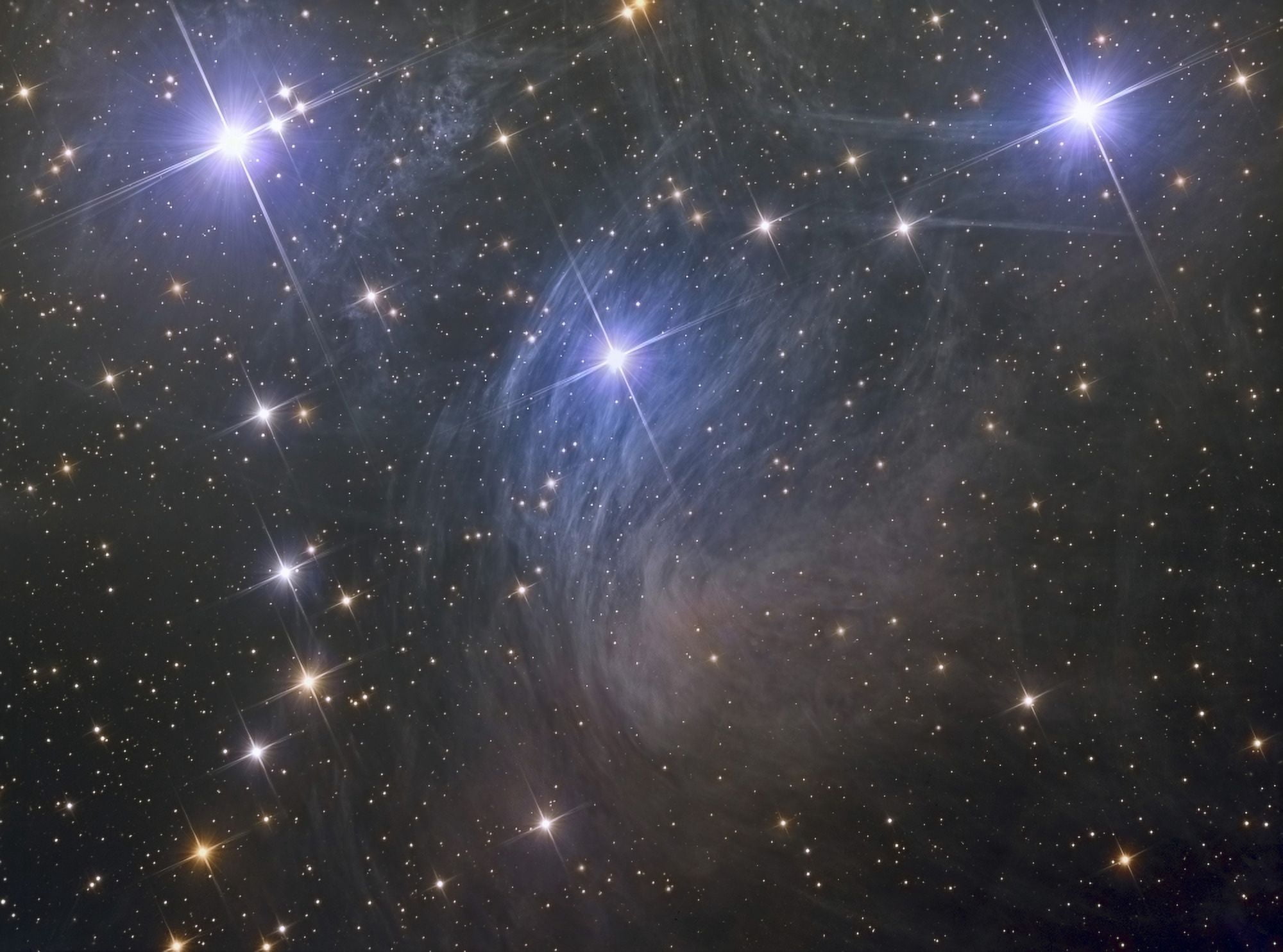 Messier 45 the Pleiades an open star cluster in the Taurus constellation Canvas Art - Reinhold WittichStocktrek Images (33 x 25)