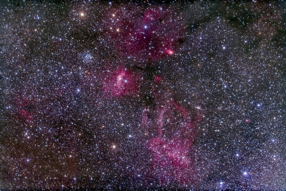 Messier 52 and the Bubble Nebula in Cassiopeia Canvas Art - Alan DyerStocktrek Images (17 x 12)
