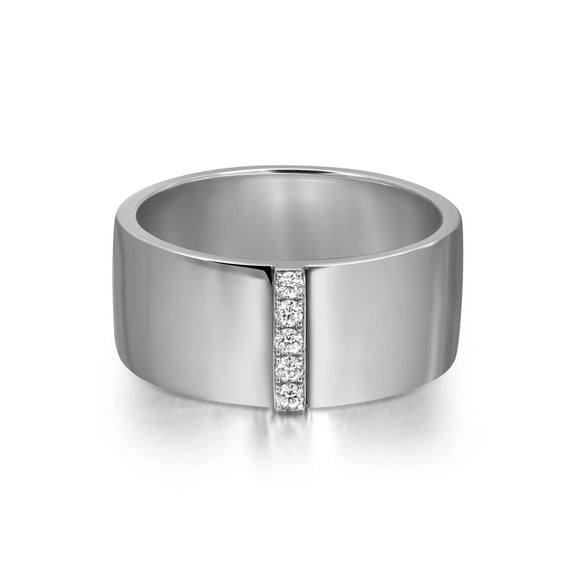 Messika 0.07Cttw Kate Diamond Wide Band Ring 18K White Gold Size 52 US 6