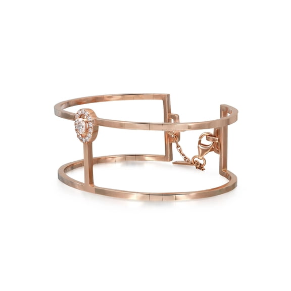 Messika 0.36Ctw Manch Glam'Azone Diamond 2 Row Bracelet 18K Rose Gold SZ Small