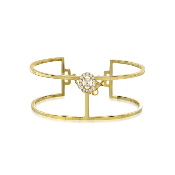 Messika 0.36Ctw Manch Glam'Azone Diamond 2 Row Bracelet 18K Yellow Gold SZ Small