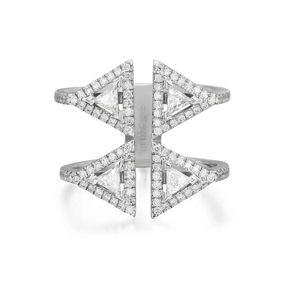 Messika 0.71Cttw Thea Toi & Moi Diamond Double Ring 18K White Gold Size 52 US 6