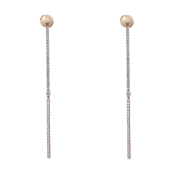 Messika 1.26Cttw 2 Barrettes Gatsby Diamond Long Drop Earrings 18K Rose Gold