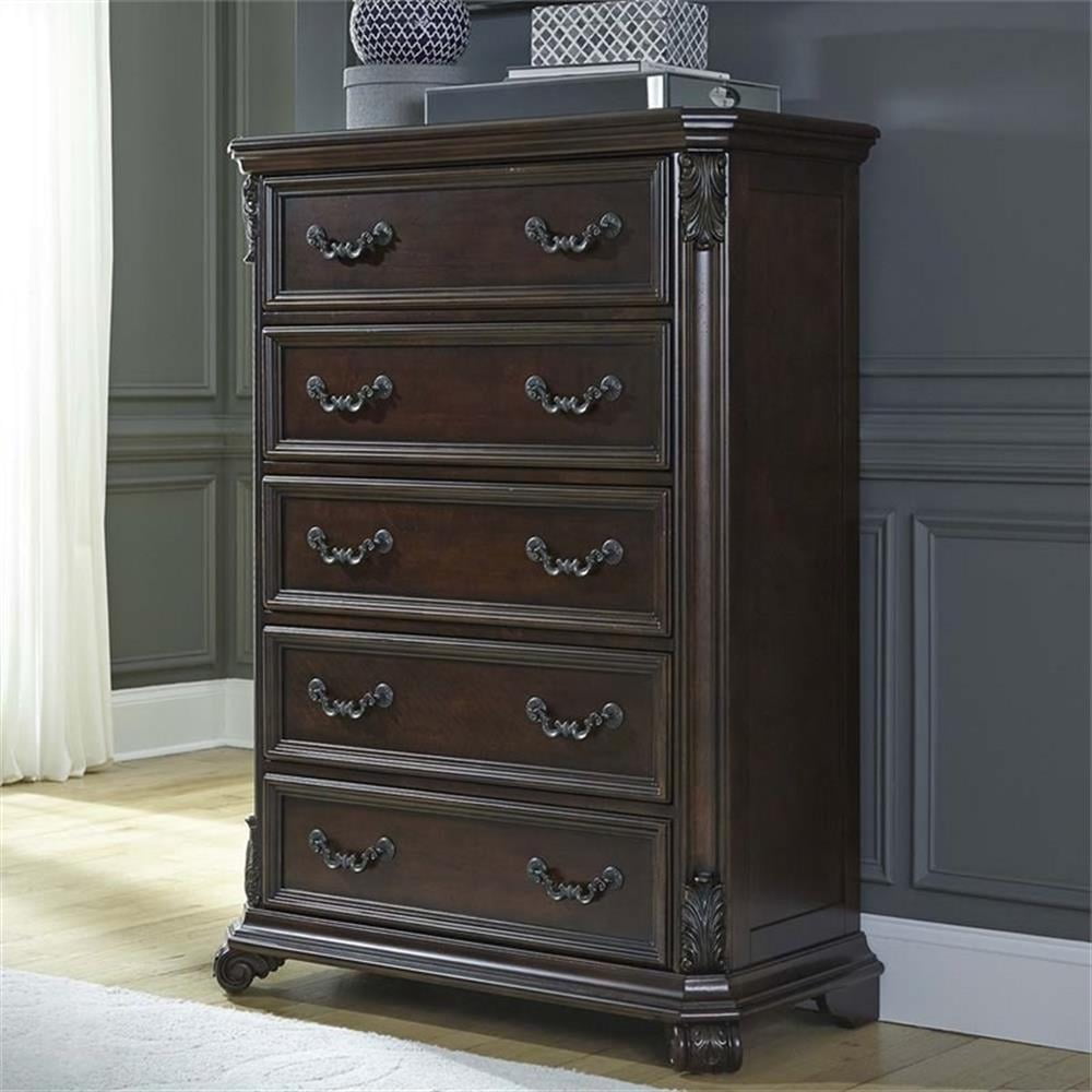 Messina Estates Dark Brown 5-Drawer Chest with Felt Lined Drawer