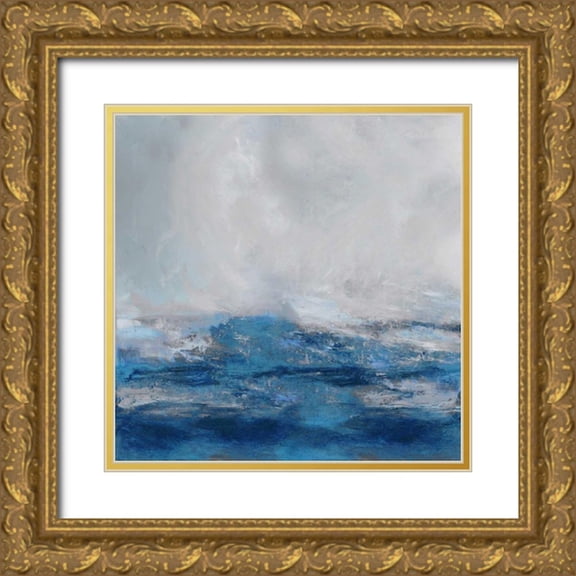 Messina, Jake 12x12 Gold Ornate Wood Framed with Double Matting Museum Art Print Titled - Terra in Blues