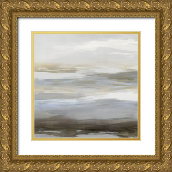 Messina, Jake 26x26 Gold Ornate Wood Framed with Double Matting Museum Art Print Titled - Neutral Strokes II