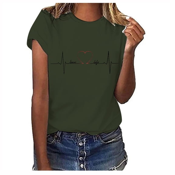 Messiyo Graphic Tees for Women Sleeveless Blouses for Women's Tee Shirts Crew Neck T Shirts for Women Casual Tops for Women Womens Oversized Tee Shirts Workout Tops for Women Army Green 2XL