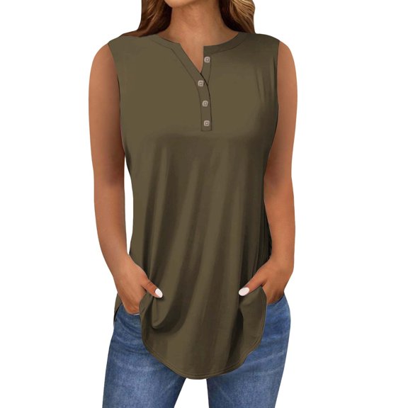 Messiyo Tank Top for Women Peplum Tops for Women Womens Workout Tank Tops Flowy Tank Tops for Women Long Tank Tops for Women Flowy Tank Tops for Women Womens Tank Tops Loose Fit Army Green L
