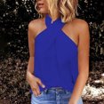 thumbnail image 1 of Messiyo Womens Tank Tops Halter Tank Tops for Women Camisole Tops for Women Pleated Shirts Summer Shirts for Women Womens Summer Tops Blue 2XL, 1 of 8