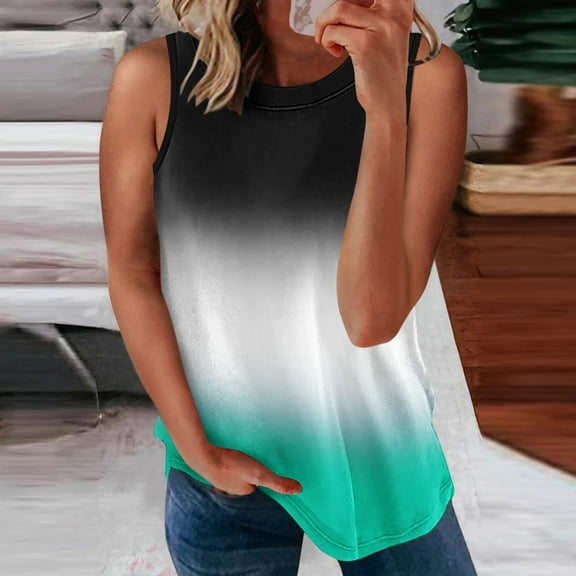 Messiyo Womens Tank Tops Peplum Tops for Women Athletic Tops for Women Graphic Tank Tops for Women Long Tank Tops for Women Flowy Tops for Women Womens Loose Tank Tops Green L