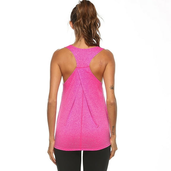 Messiyo Womens Tank Tops Racerback Tank Tops for Women Workout Tops for Women Athletic Tank Tops for Women Workout Shirts Women Athletic Tops for Women Long Tank Tops for Women Hot Pink S