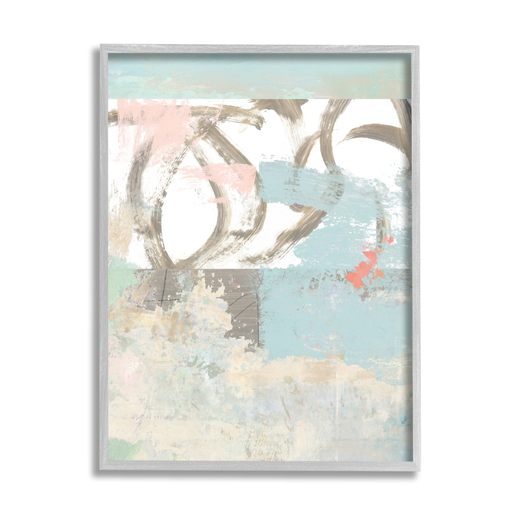 Stupell Industries Messy Blue Paintbrush Strokes Over Abstract Shapes ,11 x 14,Designed by Suzanne Nicoll