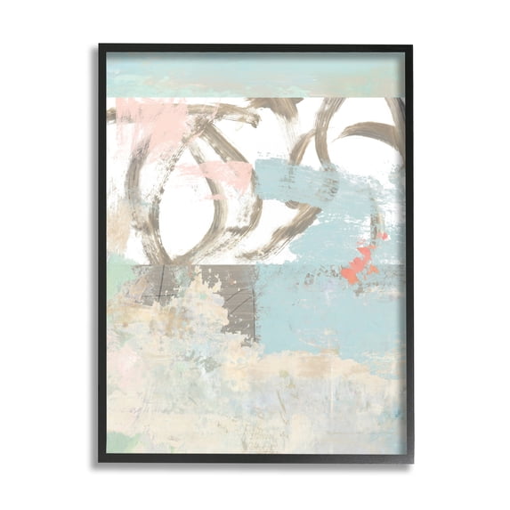 Stupell Industries Messy Blue Paintbrush Strokes Over Abstract Shapes ,16 x 20,Designed by Suzanne Nicoll