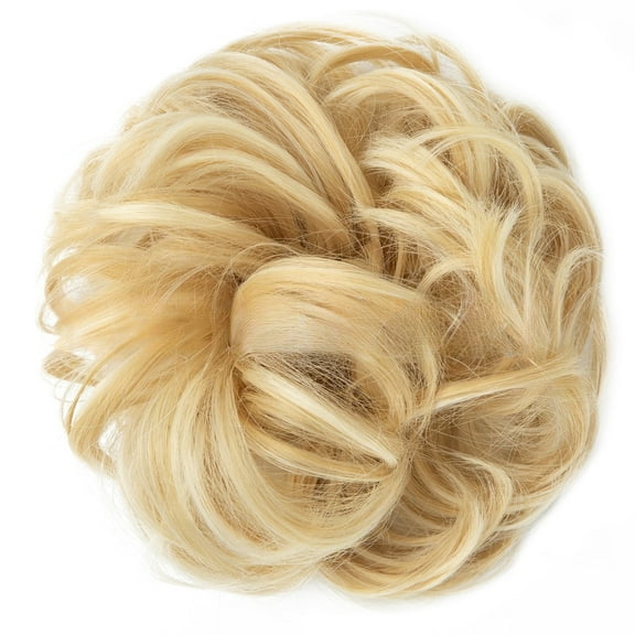Messy Bun Beach Blonde Hair Piece Human Hair Blonde – Natural Soft Updo Look, Secure & Lightweight Hair Bun Extensions For Women, messy bun hair piece