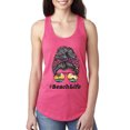 thumbnail image 1 of Messy Bun BeachLife | Cool Neon Leopard Print Bandana | Sunglasses Vaction Beach Paradise Fashion Ladies Racerback Sleeveless Top, Hot Pink, M, 1 of 5