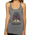 thumbnail image 1 of Messy Bun BeachLife | Cool Neon Leopard Print Bandana | Sunglasses Vaction Beach Paradise Fashion Tri-Blend Racerback Sleeveless Top, Premium Heather, L, 1 of 5