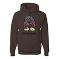 thumbnail image 1 of Messy Bun BeachLife | Cool Neon Leopard Print Bandana | Sunglasses Vaction Beach Paradise Fashion Unisex Hoodie Sweatshirt, Brown, 2XL, 1 of 5