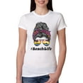 thumbnail image 1 of Messy Bun BeachLife | Cool Neon Leopard Print Bandana | Sunglasses Vaction Beach Paradise Fashion Womens Slim Fit Junior Tee, White, S, 1 of 5