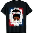 thumbnail image 1 of Messy Bun Dominican Republic Flag Womens Woman Girl T-Shirt, 1 of 3