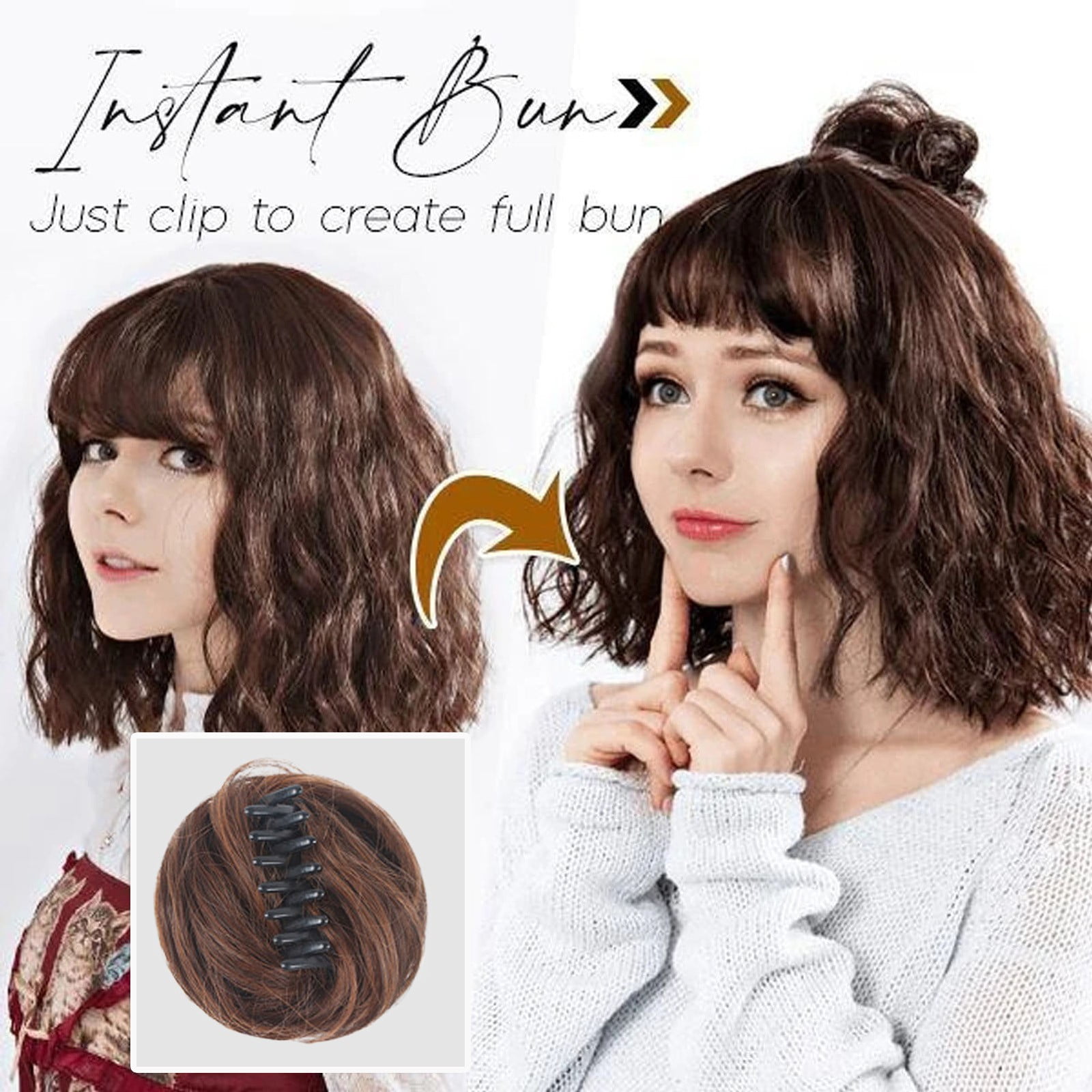 Messy Bun Easy Clip Wig female grasping Clip HairNatural Hair Curler