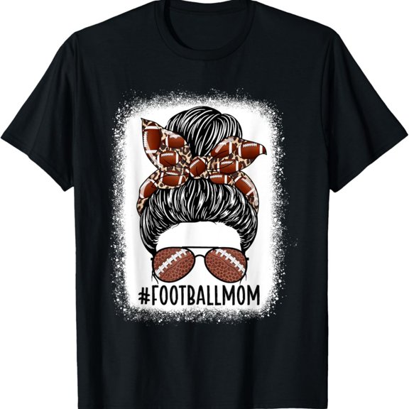 Messy Bun Football Mom Game Day Spor Go Cheer Season T-Shirt