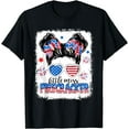 thumbnail image 1 of Messy Bun Girl Little Miss Firecracker 4th Of July Gifts T-Shirt, 1 of 4