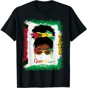 Messy Bun Guyana Flag Womens Woman Girl T-Shirt