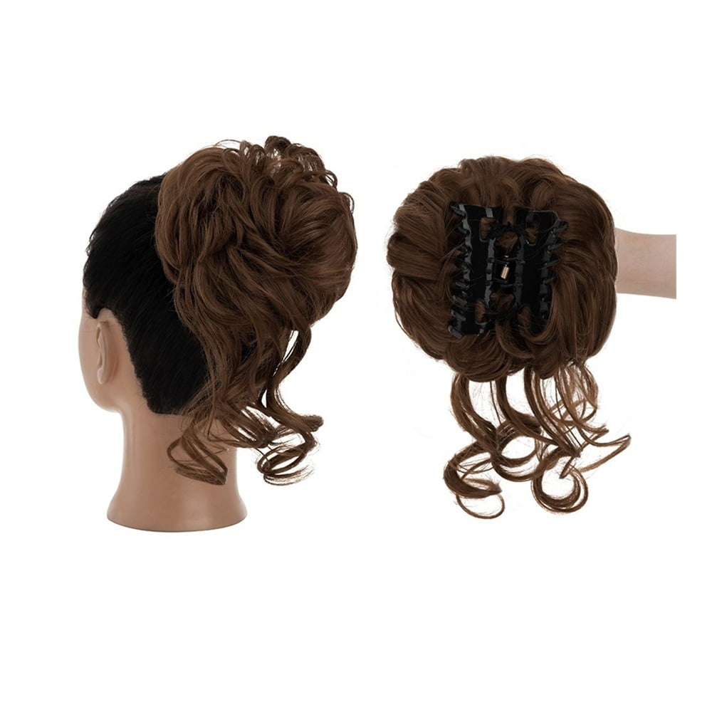Messy Bun Hair Piece Claw Clip Curly Wavy Synthetic Tousled Updo Hair Extensions for Women