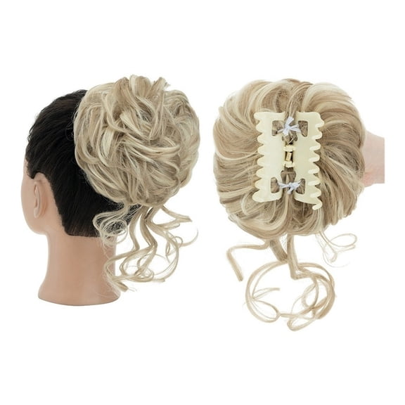Messy Bun Hair Piece Claw Clip Curly Wavy Synthetic Tousled Updo Hair Extensions for Women