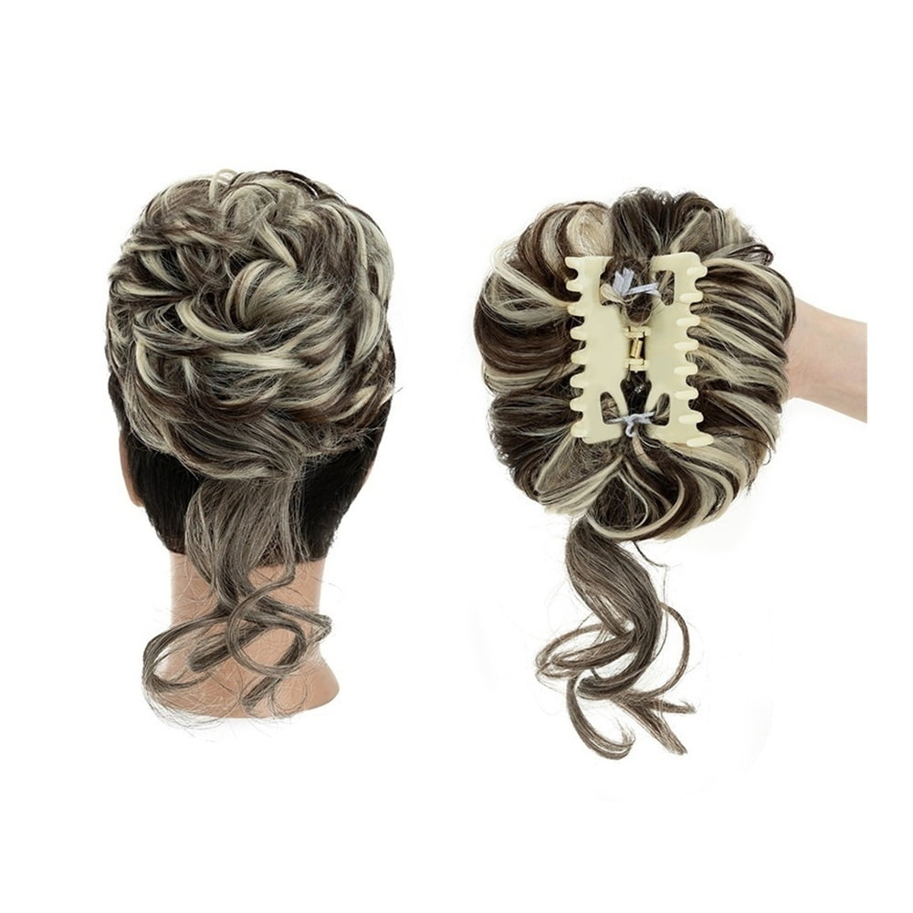 Messy Bun Hair Piece Claw Clip Curly Wavy Synthetic Tousled Updo Hair Extensions for Women