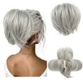 thumbnail image 1 of Messy Bun Hair Piece, Claw Clip in Straight Hair Bun 9 Inch Short Ponytail Extension with Bendable Metal Wire Hair Pieces for Women Fake Pony DIY Styles - Medium Brown with Blonde Highlights, 1 of 13
