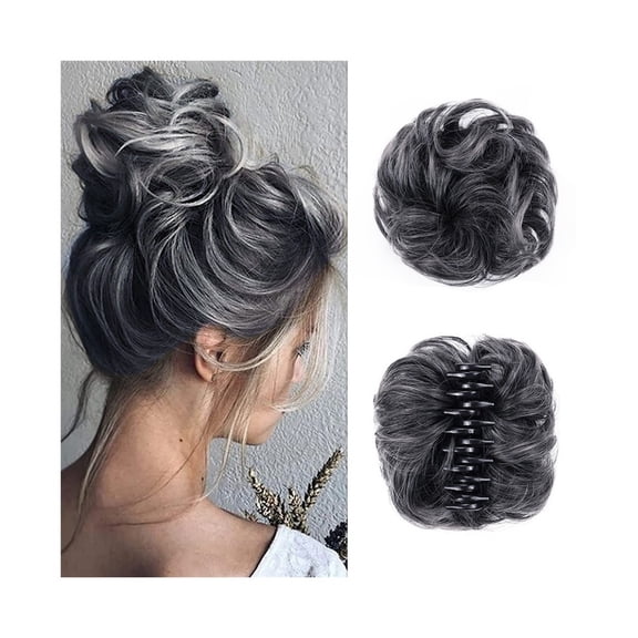Messy Bun Hair Piece Curly Wavy Claw Clip Synthetic Fake Buns Hair Extensions for Women Daily Wear