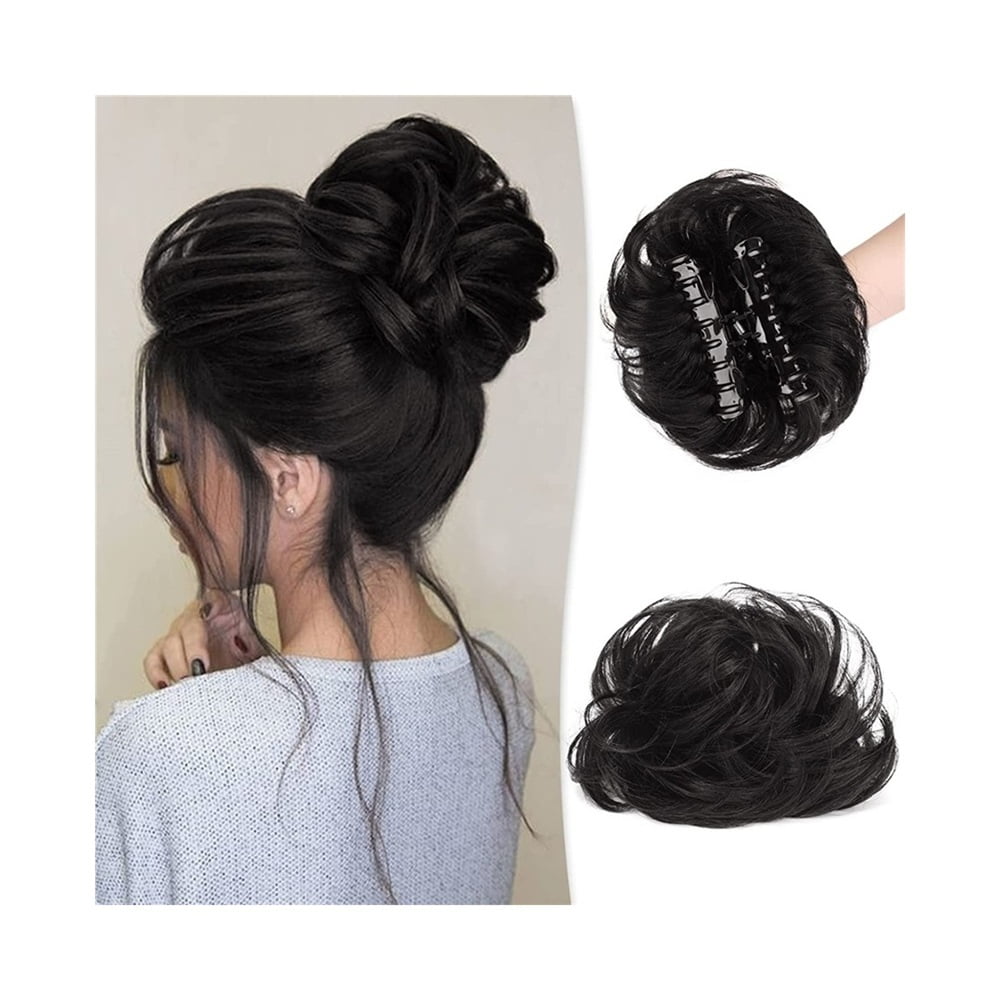 Messy Bun Hair Piece Curly Wavy Claw Clip Synthetic Fake Buns Hair Extensions for Women Daily Wear